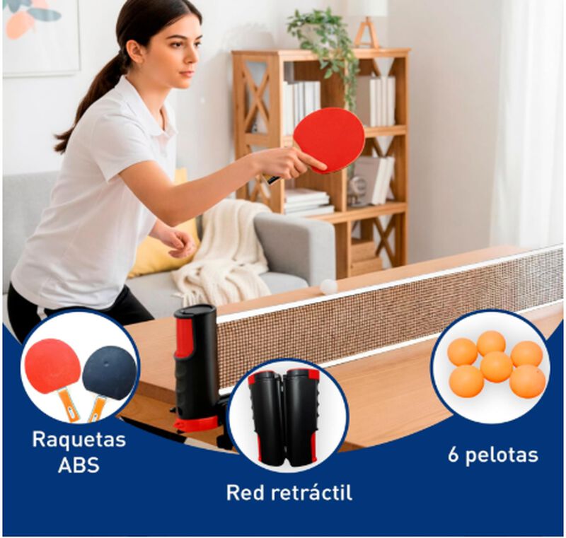 Juego de Ping Pong Port&aacute;til con Red Extensible,... image number null