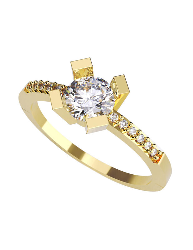 Anillo de Compromiso en Oro de 14K con Circonia... image number null