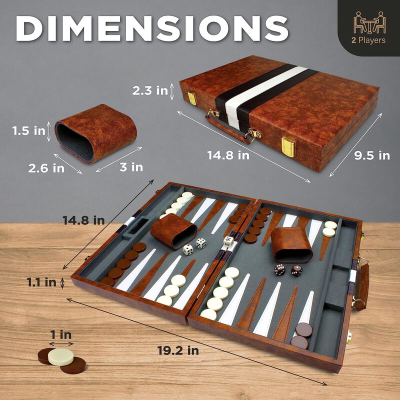 Set De Backgammon De Piel Queensell De 19 X 15 ... image number null