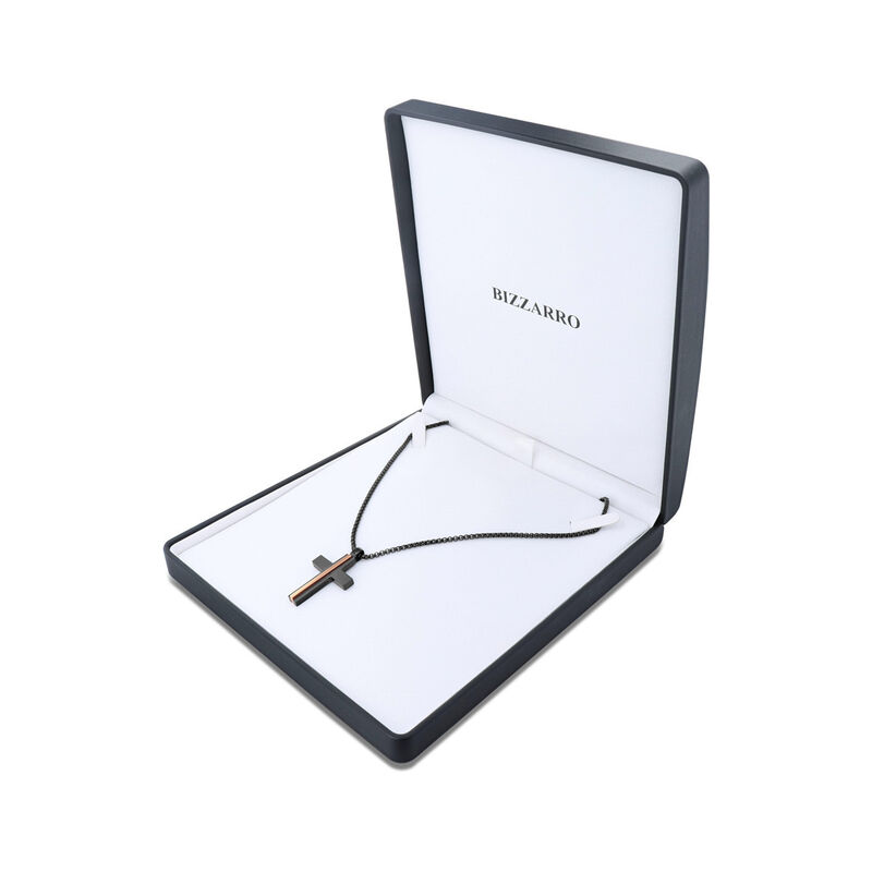 Dije De Cruz Con Acero Rosado Con Cadena 55 Cm ... image number null