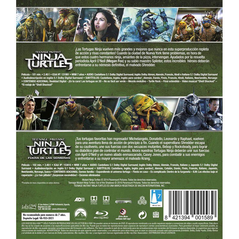 Ninja Turtles - Colecci&oacute;n 2 Pel&iacute;culas - BD [Blu... image number null