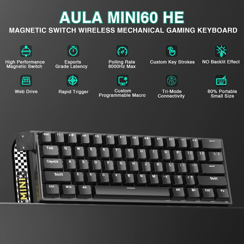 Teclado Inal&aacute;mbrico Corbobo Mini60 HE 60% Negro image number null