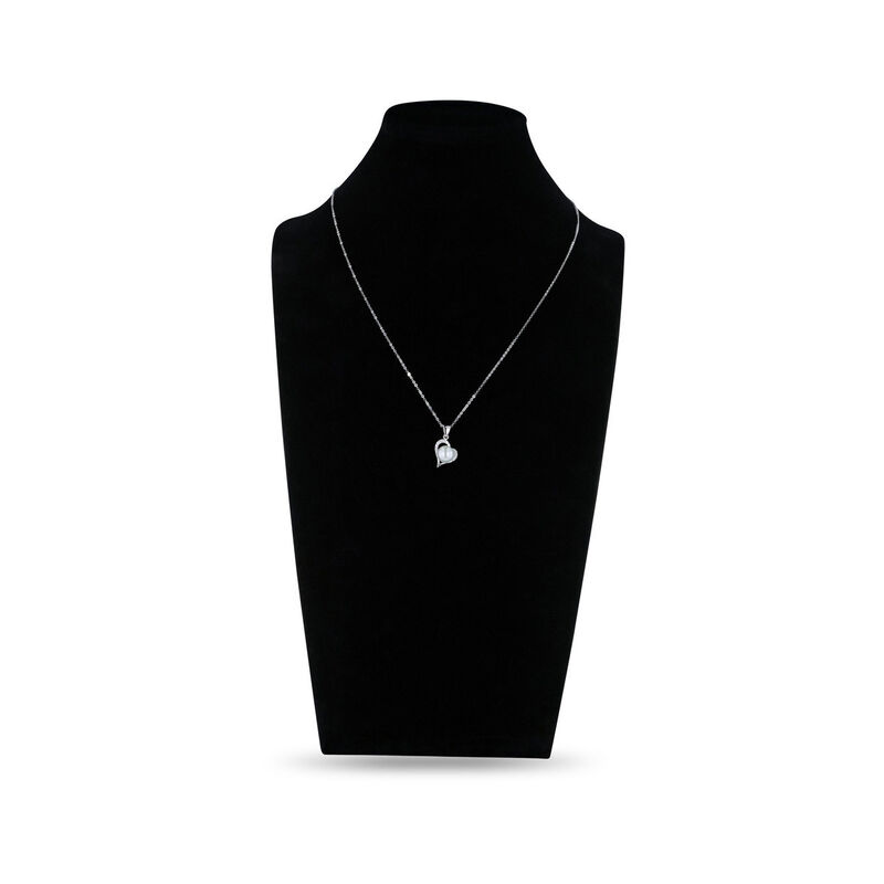 Dije Coraz&oacute;n Oro Blanco 10k Con Perla Y Zirconi... image number null