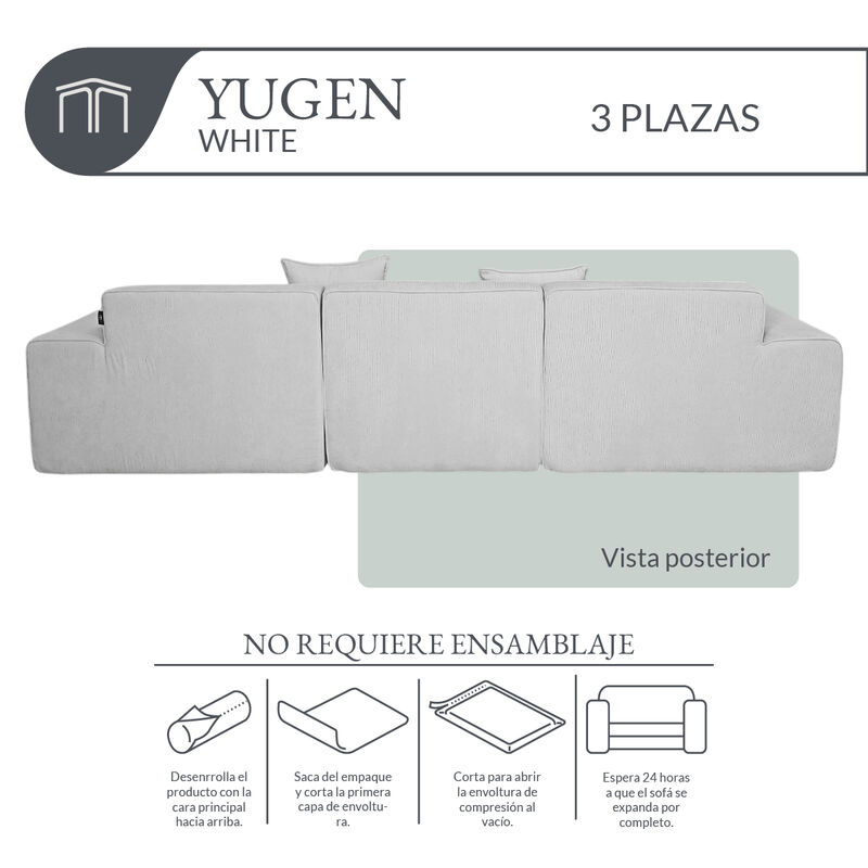 Sof&aacute; Espuma Alta densidad YUGEN White 3 plazas ... image number null