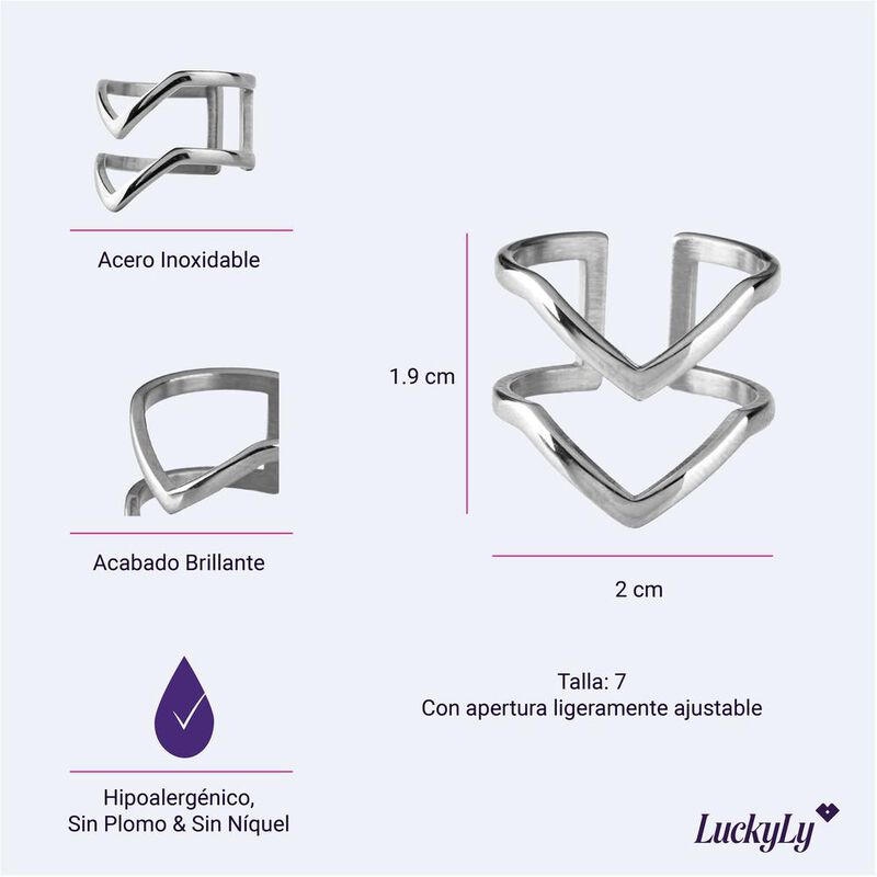 Anillos Acero Inoxidable Mujer Ajustable, Oro P... image number null