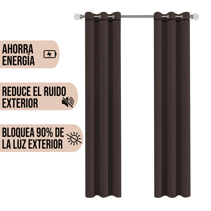 Cortinas Black Out Lisas Color Chocolate Con Ar... image number null