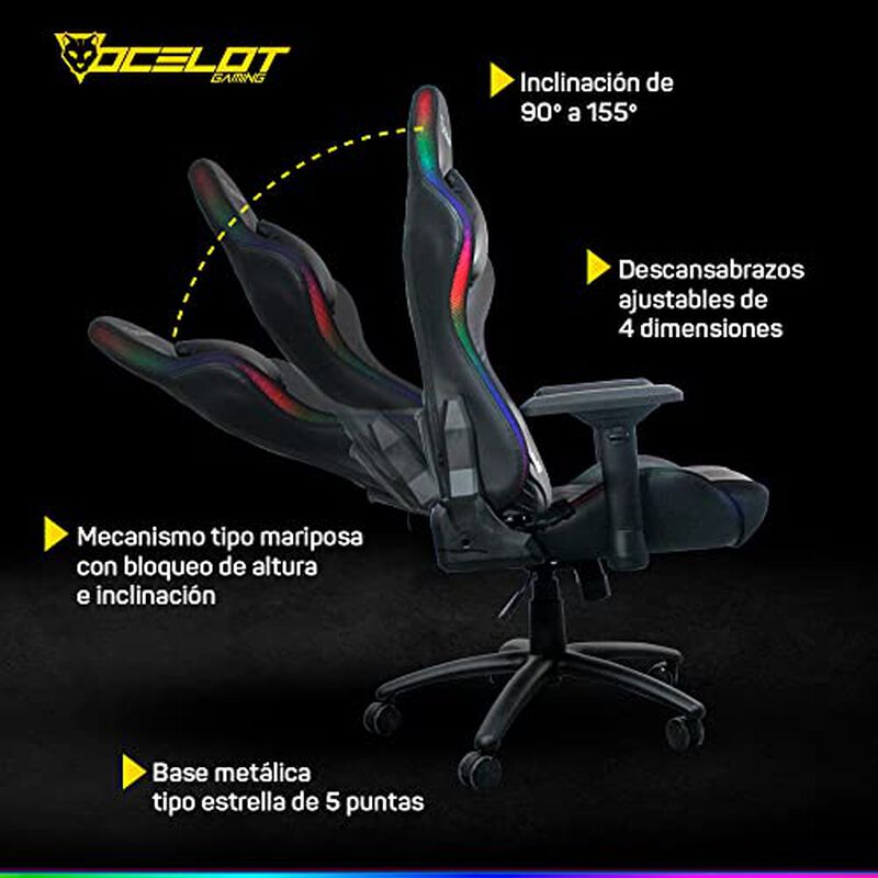 OCELOT GAMING Silla Gamer OSRGB. Base de Metal,... image number null
