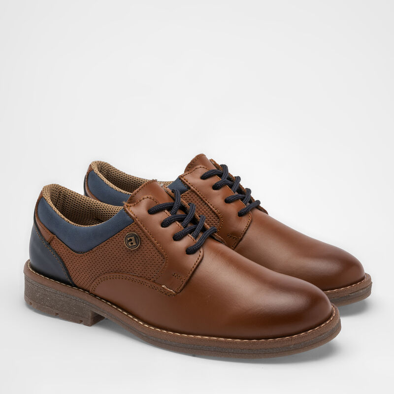 Audaz Zapato Casual De Piel Para Ni&ntilde;o Caf&eacute; Mari... image number null