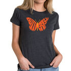 Camiseta Mezcla Premium Word Art Para Mujer - Mariposa- Negro