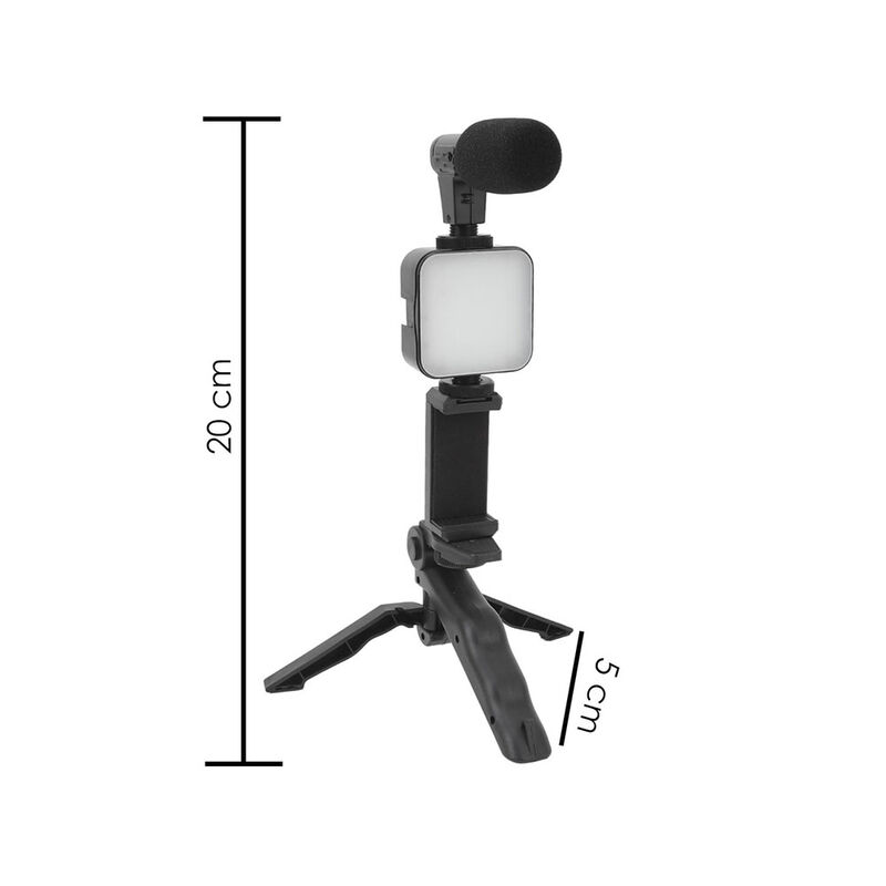 Soporte para celular 3 en 1, tripie, luz y micr... image number null