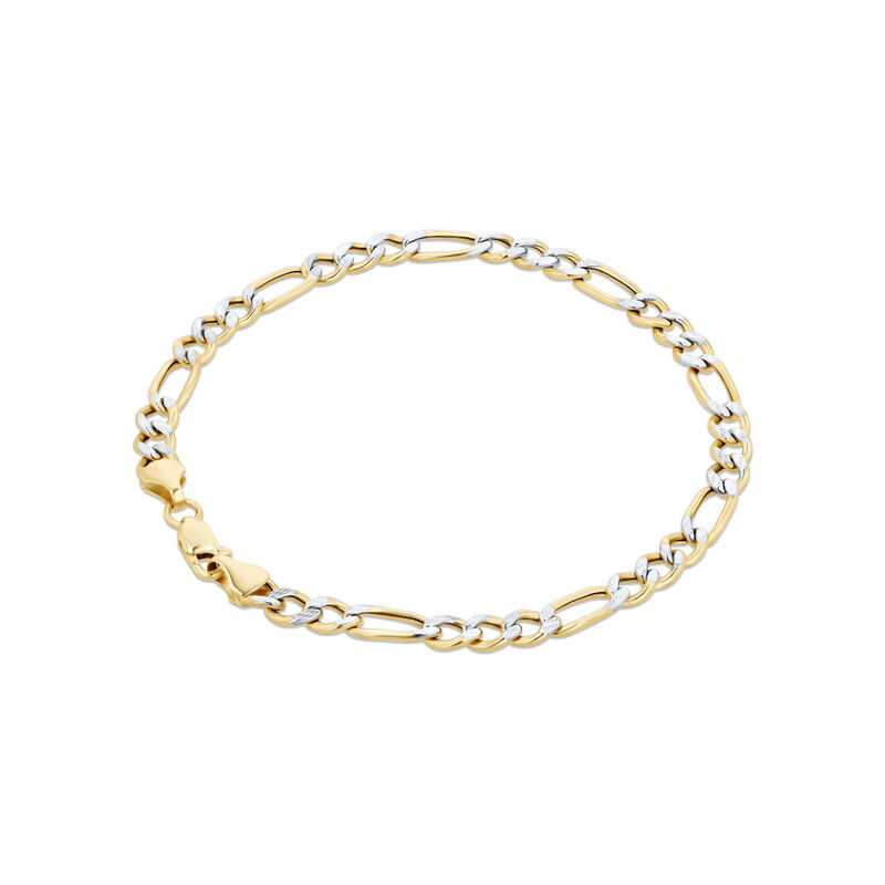 Pulsera De Oro Amarillo Con Platinado 14K 3X1 (... image number null