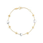 Pulsera Con Corazones De Oro Amarillo Y Blanco 14K (18.5Cm Aprox.)