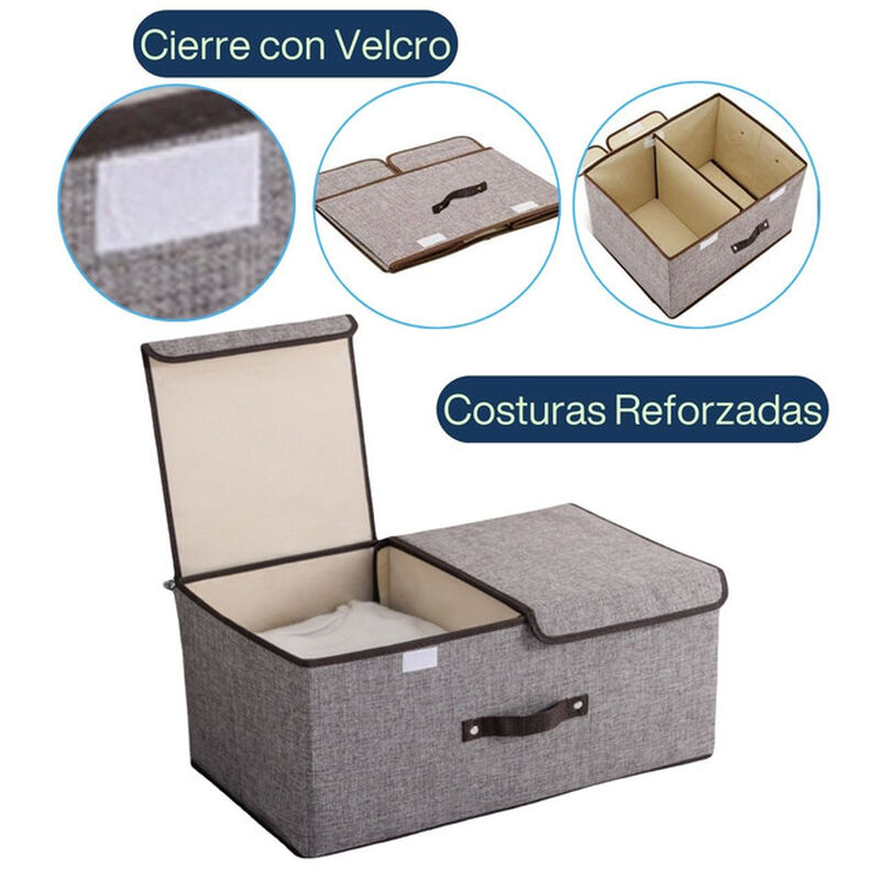 Caja Organizadora Plegable Color Gris con Dos T... image number null