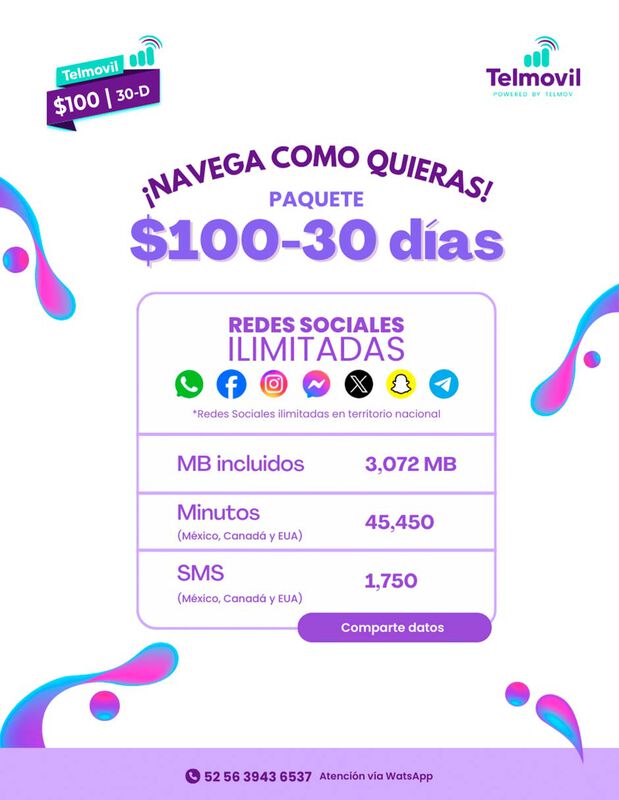 Chip Telmovil Paquete $50 - 7 Días (PLUS) image number null