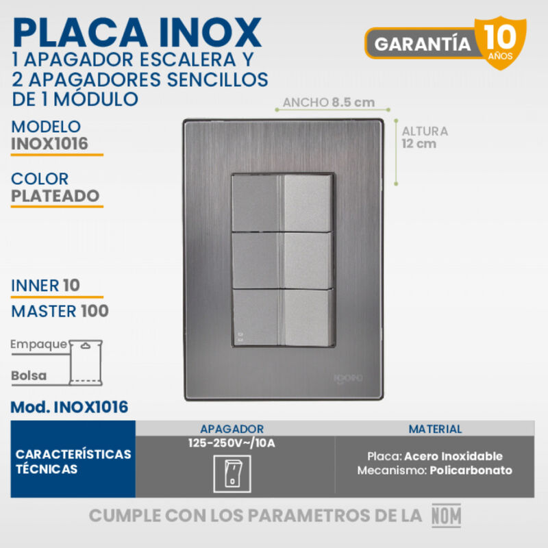 Paquete 5 piezas Placa Armada Con 2 Apagadores ... image number null