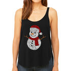 Tank Top Holgado Premium Word Art Para Mujer - Mu&ntilde;eco de Nieve Navide&ntilde;o- Negro