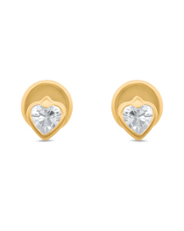 Broqueles De Corazon En Oro Amarillo 14k Con Zi... image number null
