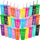 Vasos Reutilizables Uiifan 30 Unidades, 24 oz (710 ml), Coloridos Con Tapas Y Pajillas