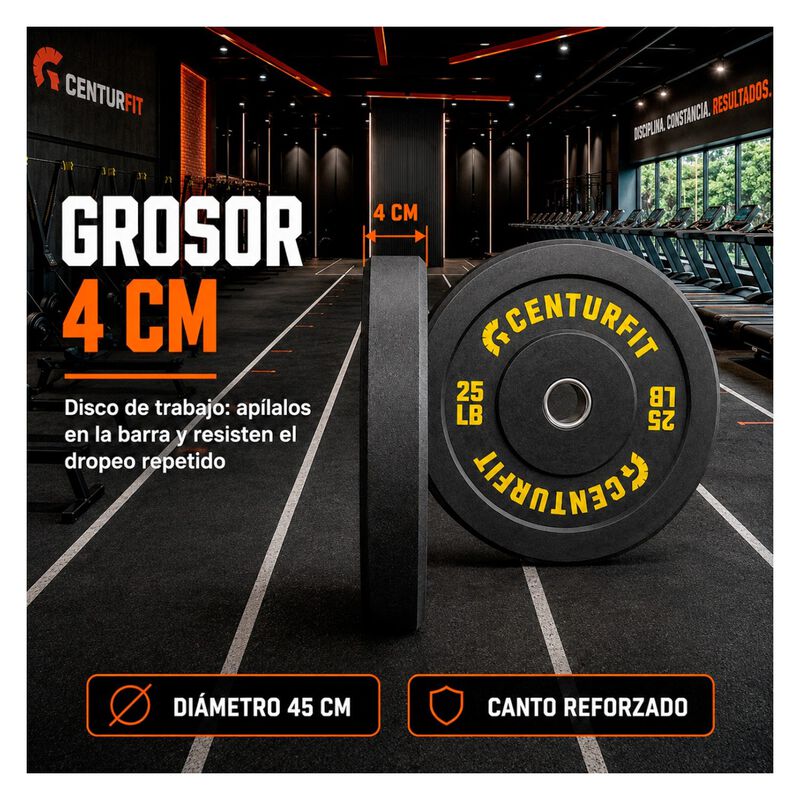 Par Disco Bumper Olimpico 25 Lb Centro Acero Ca... image number null