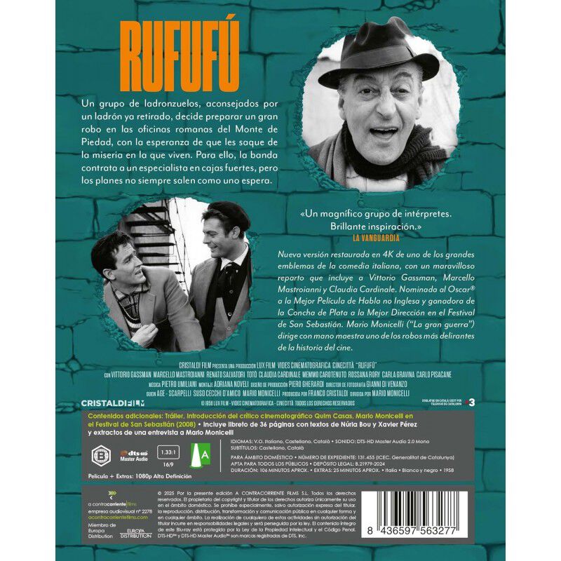 Rufuf&uacute; [Blu-ray, Libreto] (1958) I soliti ignot... image number null