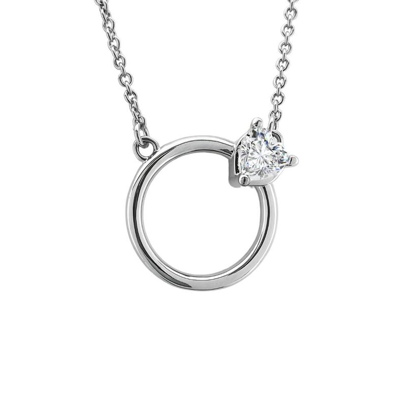 Collar de Mujer Plata .925 Círculo corazón Zvez... image number null