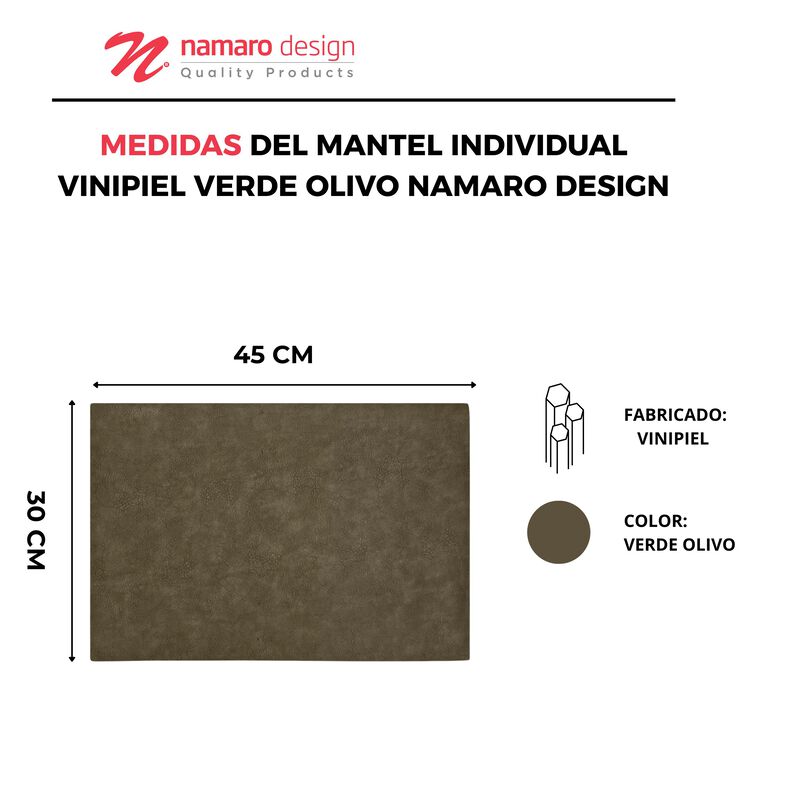 Mantel Individual 4 Piezas Vinipiel Verde Oliv ... image number null