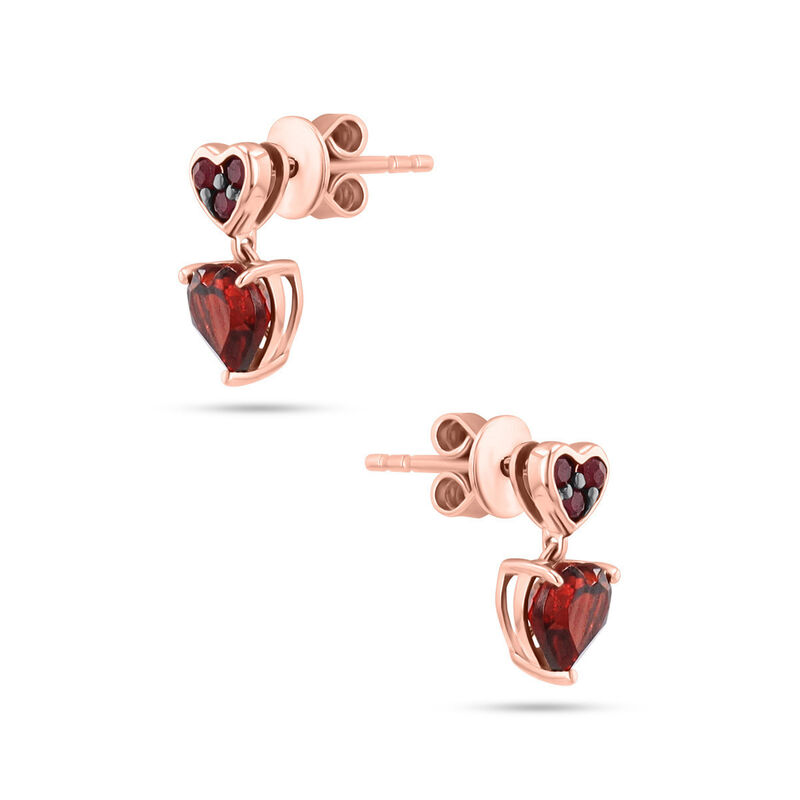 Aretes Corazones Oro Rosa Rub&iacute; Y Granate 10k | ... image number null