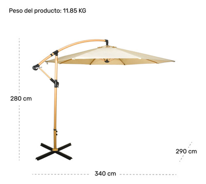 Sombrilla Tipo Madera Jard&iacute;n Exterior 2.9m Play... image number null