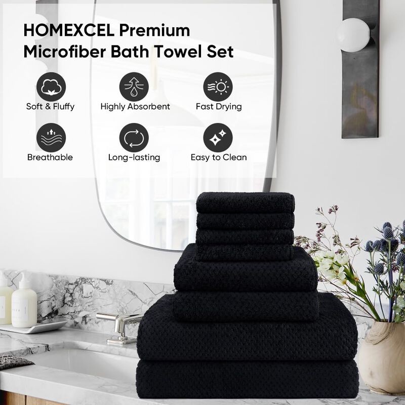 Juego De Toallas De Ba&ntilde;o Homexcel De Microfibra... image number null