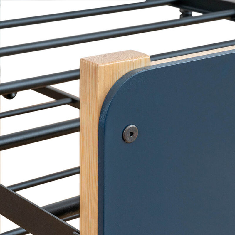 Cama Con Cama Baja Juno Azul Marino image number null