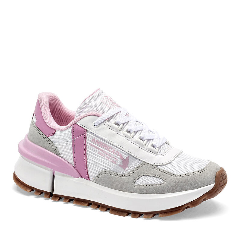 American Fire tenis para mujer blanco gris rosa... image number null