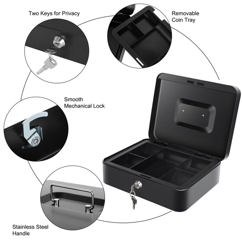 Caja De Dinero Goehiaul 25x20x9 Cm Negra Con Ba... image number null