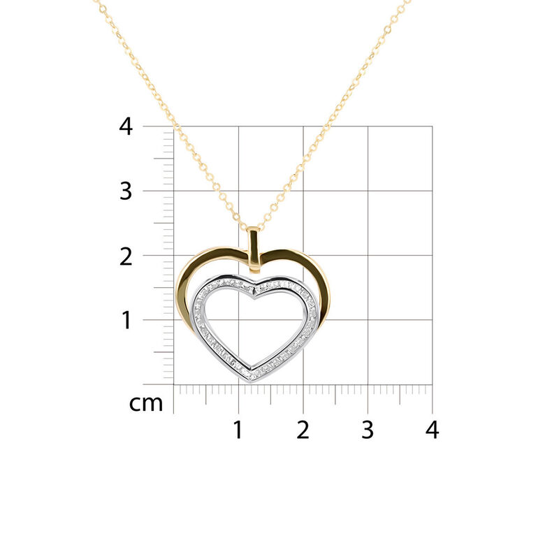 Dije Coraz&oacute;n Bicolor 10k Con Zirconias + Cadena... image number null