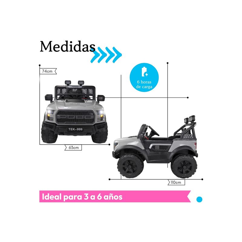 Montable El&eacute;ctrico Tipo Jeep 12v Doble Motor Co... image number null
