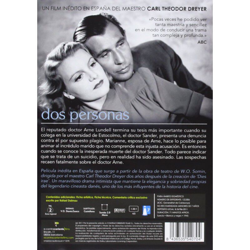 Dos Personas [dvd] (1945) Tv&aring; M&auml;nniskor image number null