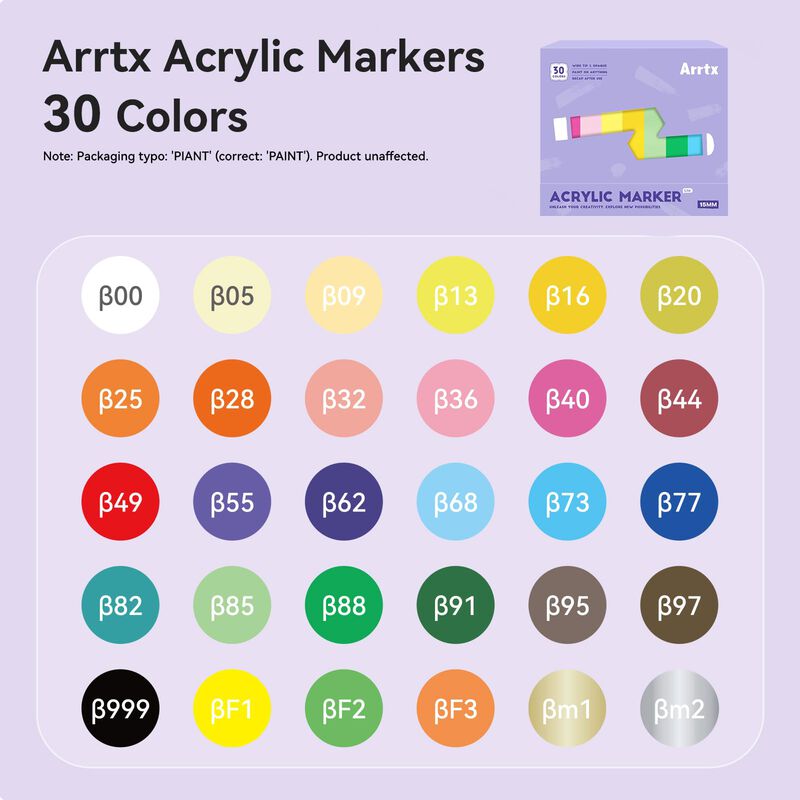 Marcadores Acr&iacute;licos Arrtx 30 Colores Con Punta... image number null