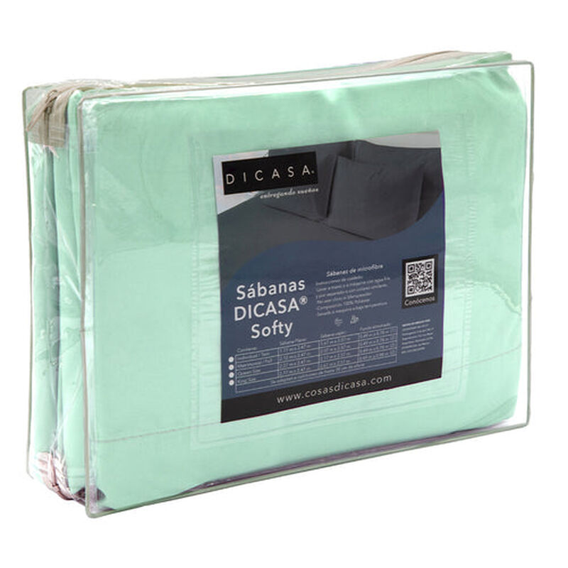 Juego de S&aacute;banas Matrimonial Softy Menta image number null