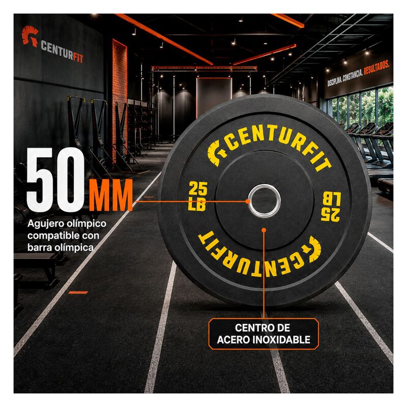 Par Disco Bumper Olimpico 25 Lb Centro Acero Ca... image number null