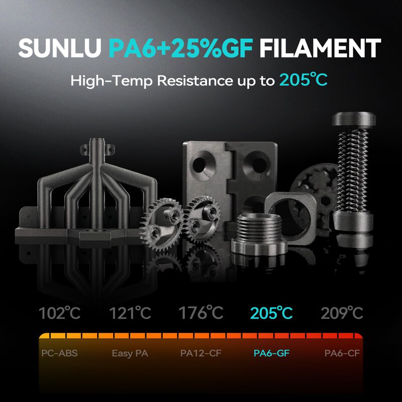 Filamento 3d Sunlu Pa6-gf 1,75 mm 1 kg Negro image number null
