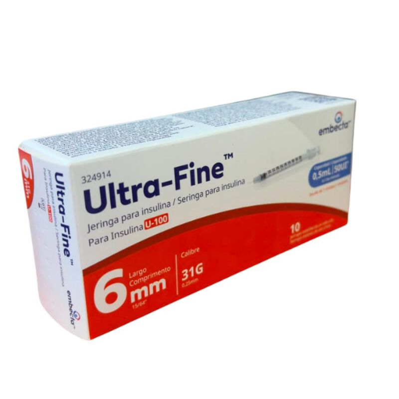 Jeringa Ultra Fine Para Insulina 6mm  31g X    ... image number null