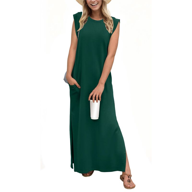 Vestido Maxi Grecerelle Verde Oscuro con Bolsil... image number null
