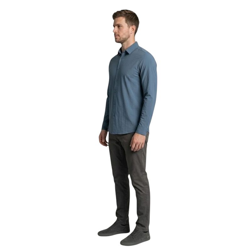 Atlo Camisa Lisa Manga Larga Navy Para Hombre image number null