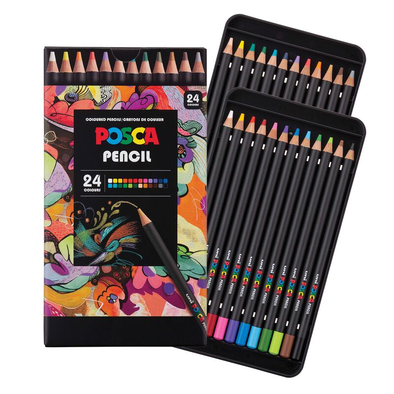 L&aacute;pices De Colores Posca 24 Unidades, N&uacute;cleo Bl... image number null