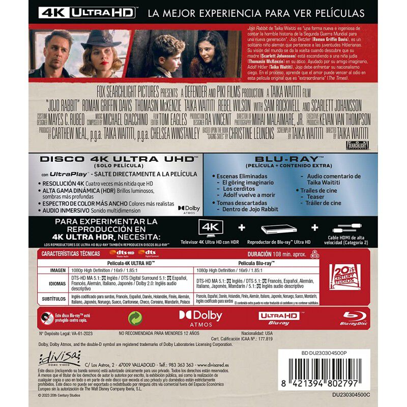 Jojo Rabbit (4K UHD + Blu-ray) [Blu-ray] image number null