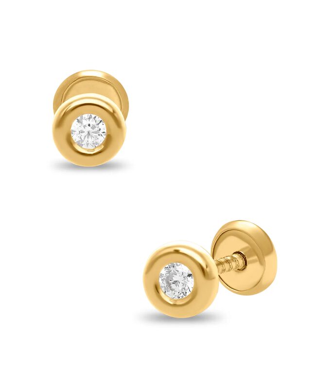 Broqueles De Oro Amarillo 14k Con Zirconias De ... image number null