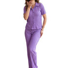 Conjunto 2 Piezas, Blusa Manga Corta Y Pantal&oacute;n Palazzo Conj-0234 Lila Elegancia Moderna Y Comodidad Para Mujer