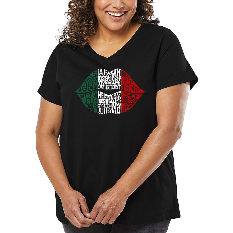 Camiseta De Talla Grande Cuello En V Word Art P... image number null