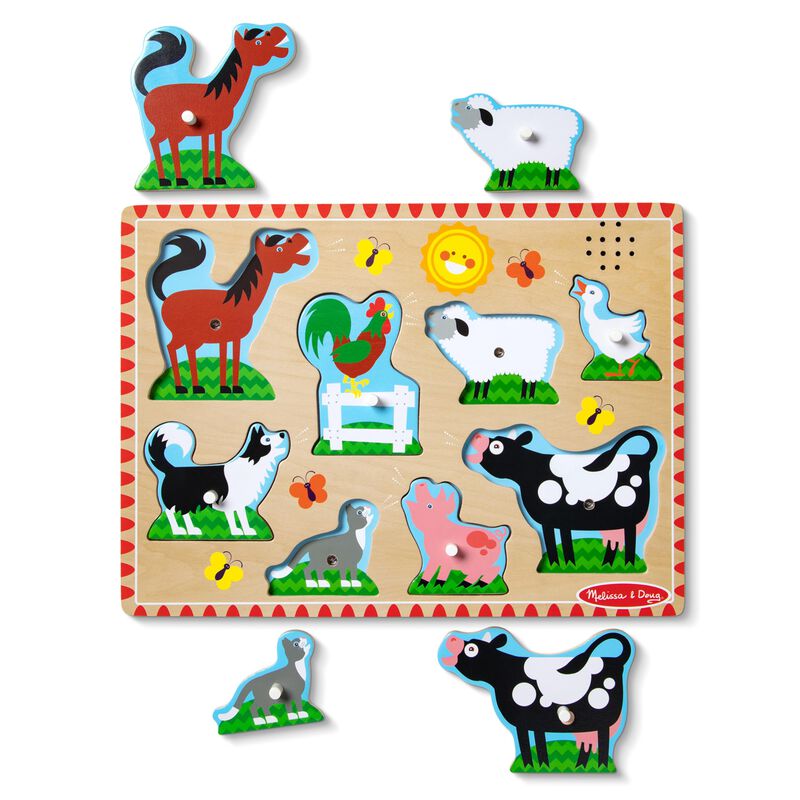 Puzzle Melissa & Doug Farm Animals Sound, 8 Pie... image number null