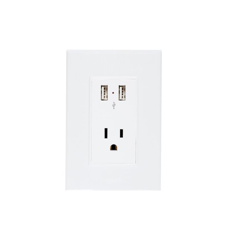 Placa con Contacto y 2 tomas USB color Blanco i... image number null