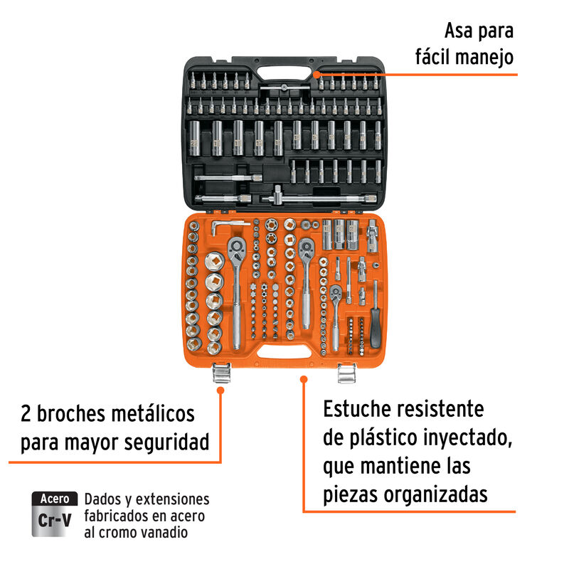 Juego de 172 Herramientas 1/4' 3/8' y 1/2' Std ... image number null